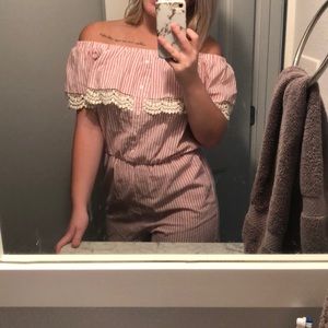 Off the shoulder pink romper